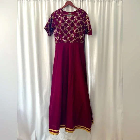 Dresses | Ruby Gold Indian Wedding Guest Dress Made In India Size Large |  Poshmark